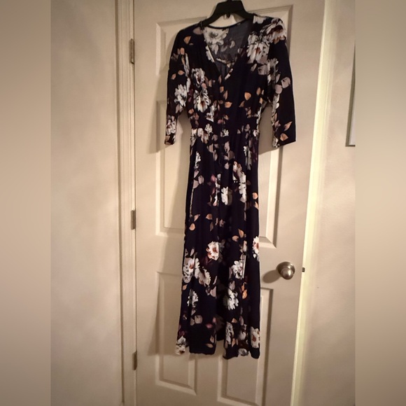 Navy Floral Maxi Dress - Picture 1 of 7